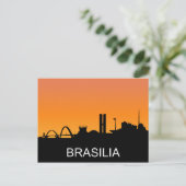 Brasilia silhouette, zomerzonsondergang, illustrat briefkaart (Staand voorkant)