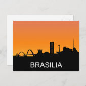 Brasilia silhouette, zomerzonsondergang, illustrat briefkaart (Voorkant / Achterkant)