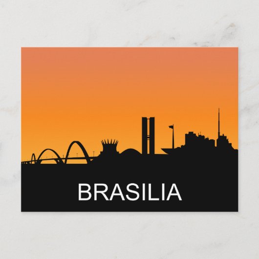 Brasilia silhouette, zomerzonsondergang, illustrat briefkaart (Voorkant)