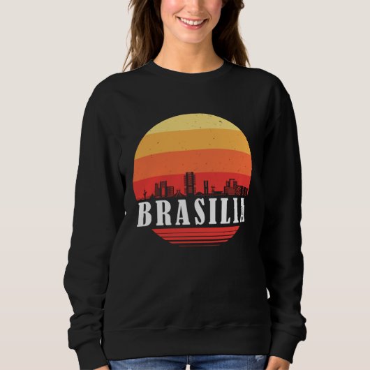 Brasilia Skyline Sunset in Retro Vintage Style Trui (Voorkant)