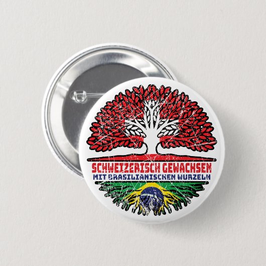 Brasilien Brasilianisch Schweizer Schweiz Baum Ronde Button 5,7 Cm (Voorkant /achterkant)