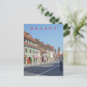 Brasov centrum straat uitzicht briefkaart (Staand voorkant)
