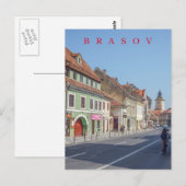 Brasov centrum straat uitzicht briefkaart (Voorkant / Achterkant)