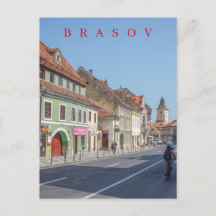 Brasov centrum straat uitzicht briefkaart