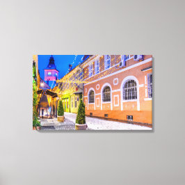 Brasov Kerstmarkt Canvas Afdruk