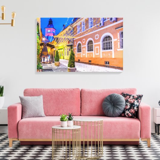 Brasov Kerstmarkt Canvas Afdruk (Insitu (Woonkamer))