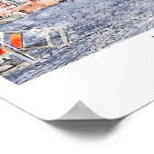 Brasov Roemenië Travel Waterverf Hand getekend Poster (Hoek)