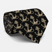 Brass Anchor on Black Stropdas (Opgerold)