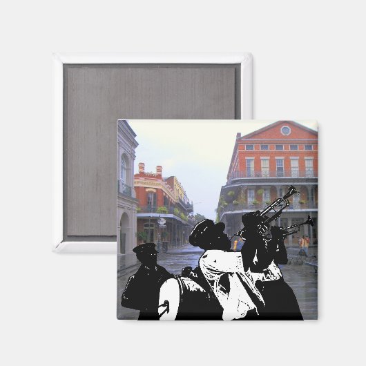 Brass Band French Quarter New Orleans Magneet (Voorkant / Achterkant)