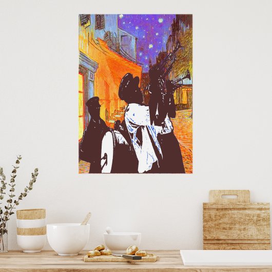 Brass Band, Nachtkoffie Poster (Keuken)