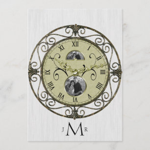 Brass Clock 1st Wedding Jubileum Kaart