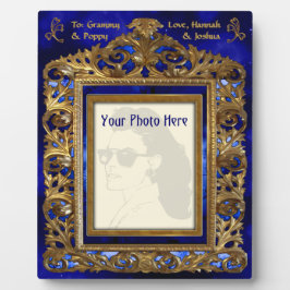 Brass Edwardian Lijst op Blauw - Gepersonaliseerd Fotoplaat