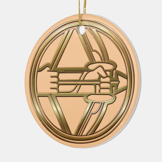 Brass en Copper Sagittarius Keramisch Ornament (Links)