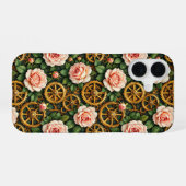 Brass Gears and Roses iPhone 16 Hoesje (Achterkant horizontaal)