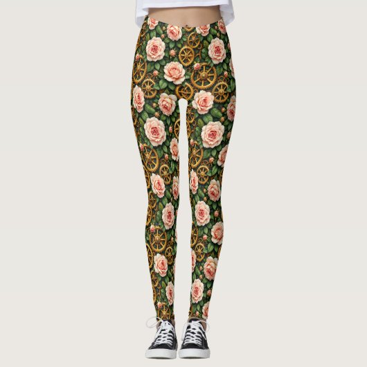 Brass Gears and Roses Leggings (Voorkant)