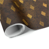 brass Gold Damask Grunge gestructureerd Scripted Cadeaupapier (Rol Hoek)