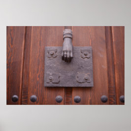 Brass hand door knocker Poster
