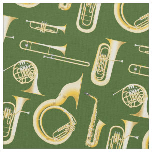 Brass Instruments Band Musician Decor Green Stof