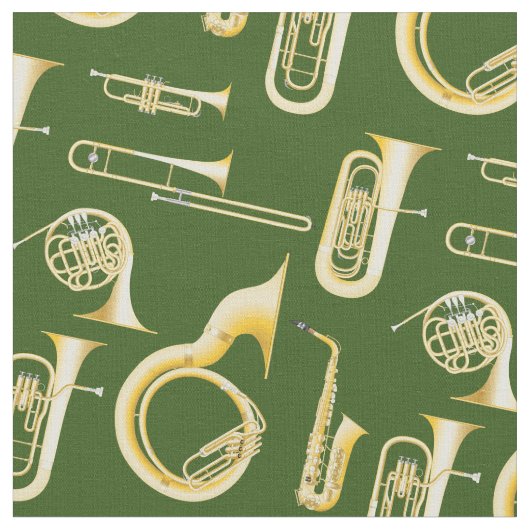 Brass Instruments Band Musician Decor Green Stof (Close Up)