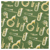 Brass Instruments Band Musician Decor Green Stof (Swatch)