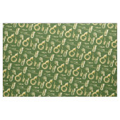 Brass Instruments Band Musician Decor Green Stof (Fat Quarter)