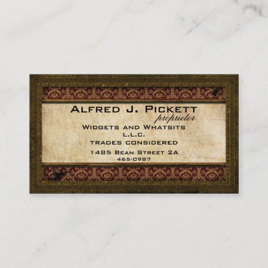 Brass Lijst Steampunk Cogs Visitekaartje (Voorkant)