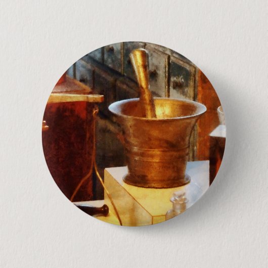 Brass Mortar en Pestle Ronde Button 5,7 Cm (Voorkant)