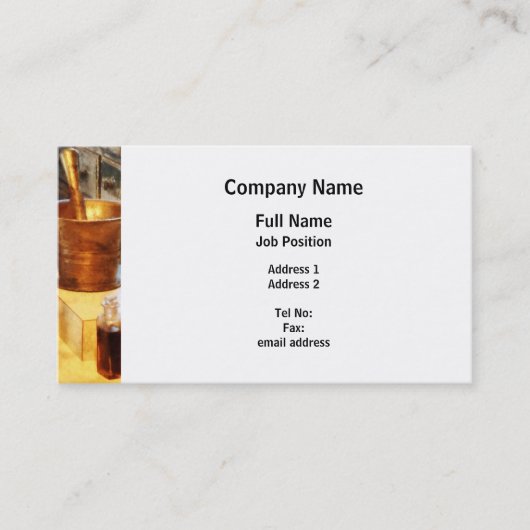 Brass Mortar en Pestle Visitekaartje (Voorkant)