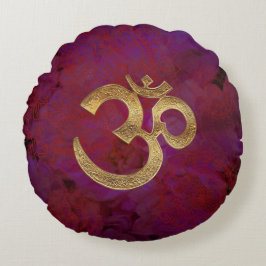 brass om paarse ronde kussen yoga meditatie india