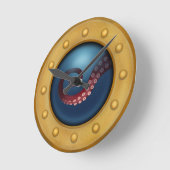 Brass onderzeeër Porthole Deep Zee Octopus Ronde Klok (Hoek)