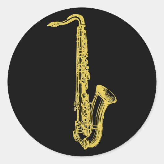 Brass Sax Ronde Sticker (Voorkant)