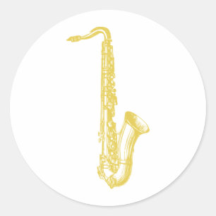 Brass Sax Ronde Sticker