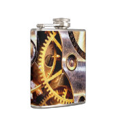 Brass Steampunk Gears Flask Groomsmen Gift Heupfles (Rechts)