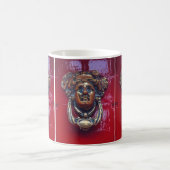 "BRASS VROUW HEAD DEUR KNOCKER OP BRIDE RODE DEUR KOFFIEMOK (Center)