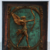 Brass Vrouw Met Pijl Decoupage Tissuepapier