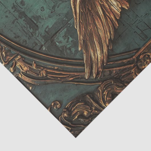 Brass Vrouw Met Pijl Decoupage Tissuepapier (Detail)