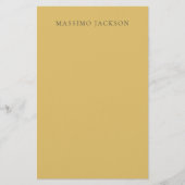 Brass Yellow Minimalist Plain Modern Aesthetic Briefpapier (Voorkant)