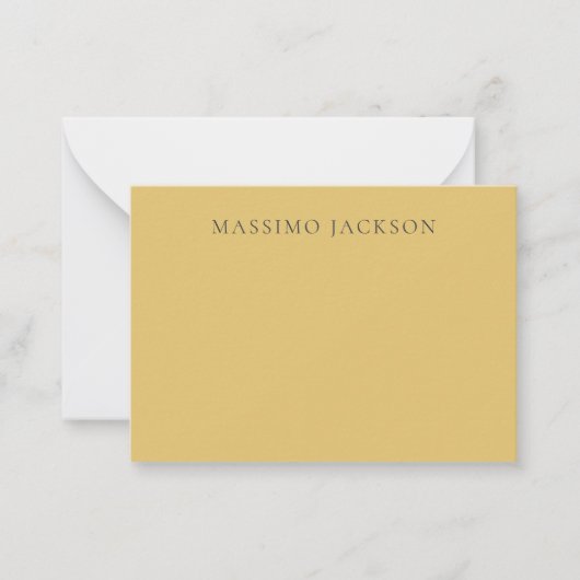 Brass Yellow Minimalist Plain Modern Aesthetic Notitiekaartje (Voorkant)