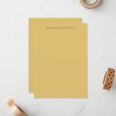 Brass Yellow Minimalist Plain Modern Aesthetic Notitiekaartje (Voorkant / Achterkant in situ)