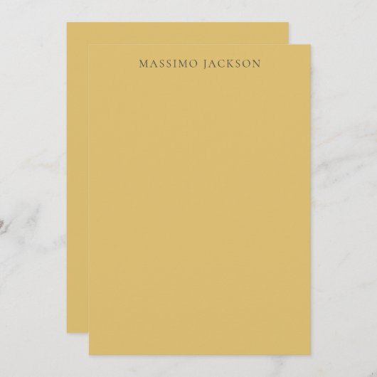 Brass Yellow Minimalist Plain Modern Aesthetic Notitiekaartje (Voorkant / Achterkant)