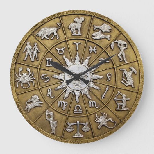 Brass Zodiac Wheel Grote Klok (Voorkant)