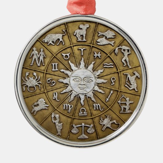 Brass Zodiac Wheel Metalen Ornament (Voorkant)
