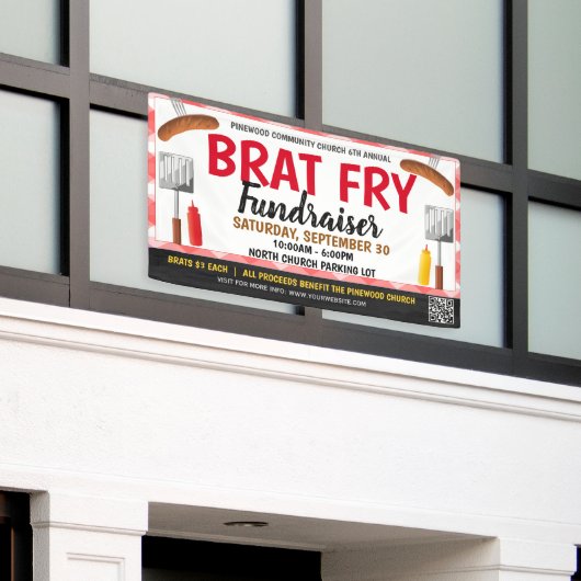 Brat Fry Fundraiser Banner met qr-code (Buitenkant Gebouw)
