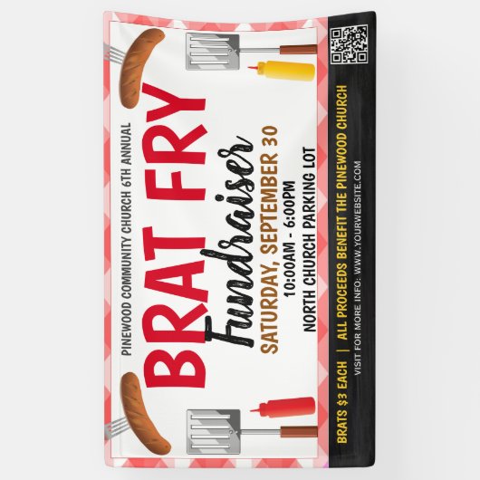 Brat Fry Fundraiser Banner met qr-code (Verticaal)