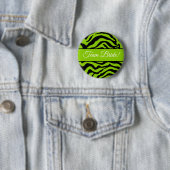 Brat groene Zebra print Ronde Button 5,7 Cm (In situ)