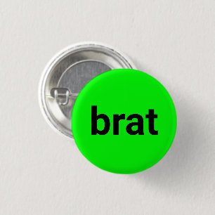 Brat moderne typografie zwart neon groen cool ronde button 3,2 cm