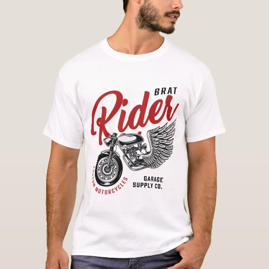Brat Rides Custom Motorcycles T-shirt (Voorkant)