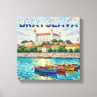 Bratislava Castle Waterfront Canvas Art Afdruk