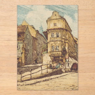 Bratislava door Richard Lux Century Gekleurde Etsi Acryl Uitnodigingen