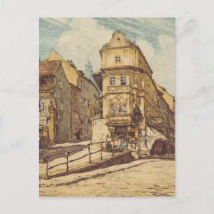 Bratislava door Richard Lux gekleurde ets Briefkaart